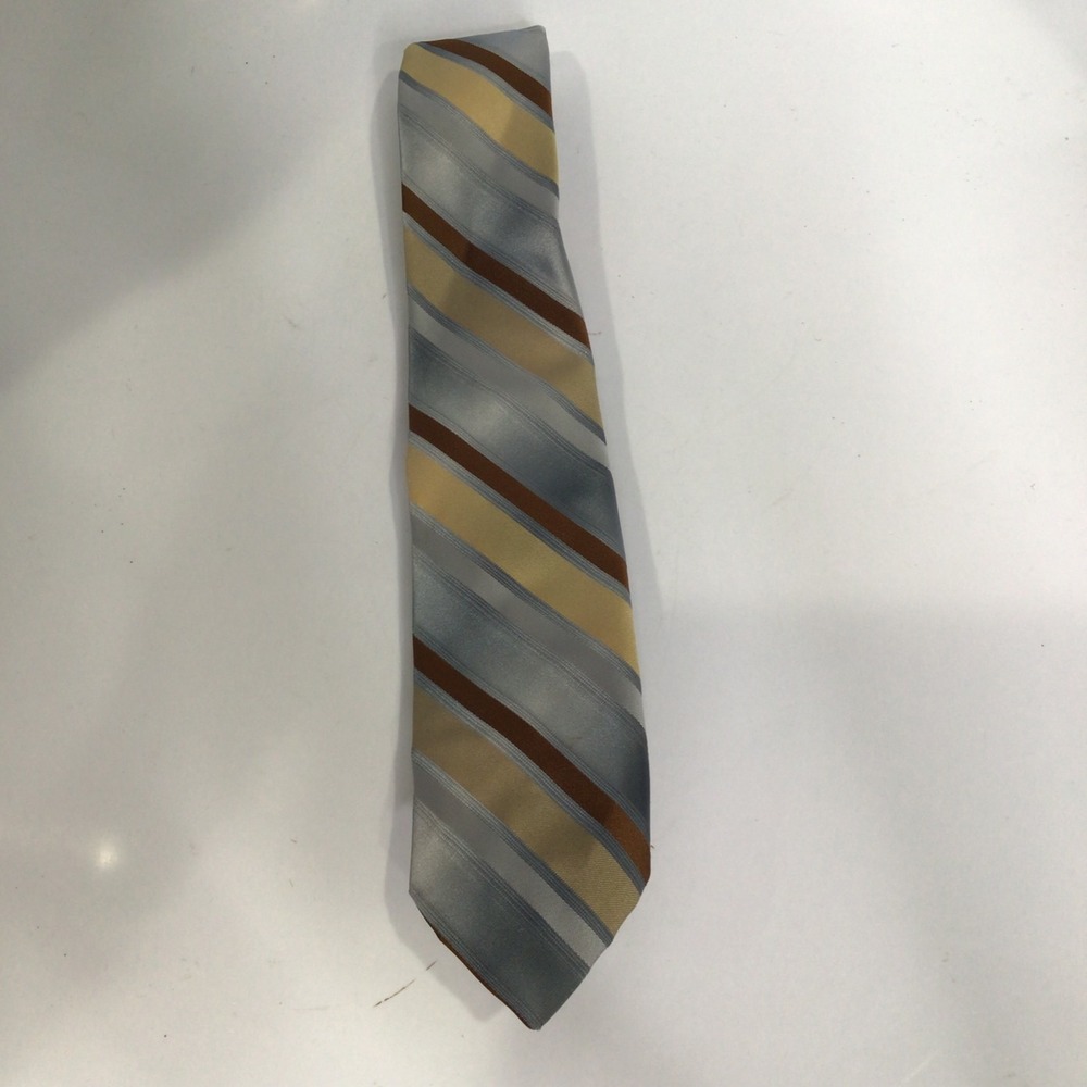 Vintage sabatini blue tan brown striped‎ neck tie men's one size retro dressy